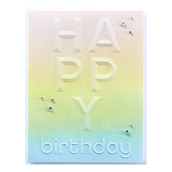 Spellbinders 3D Embossing Folder -Beveled Happy Birthday A2 Cardfront {4}