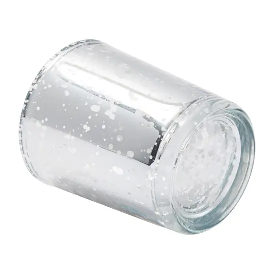 24-Pack Mercury Glass Speckled Candle Holders for 2-Inch Votive Candles, 2.6-Inch Tall Silvered Glass Candleholders for Short Round Wax and Tealight Candles (Silver) {7}