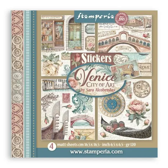 Stamperia Stickers 6.49"x6.49" 4 sheets-Venice City of Art {1}