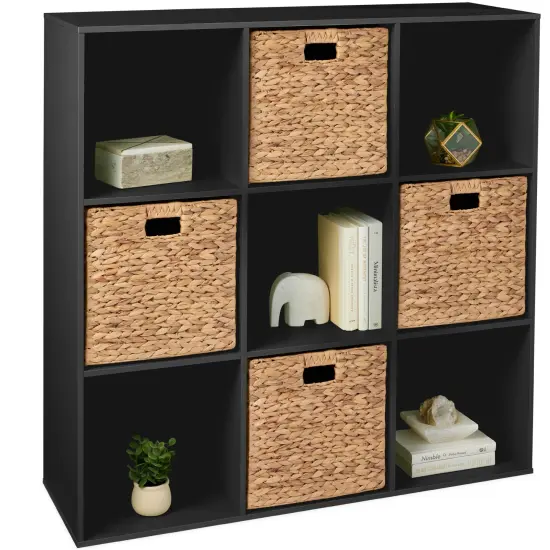 Best Choice Products 9-Cube Bookshelf, 13.5in Display Storage System, Organizer w/ Removable Back Panels Gray {7}
