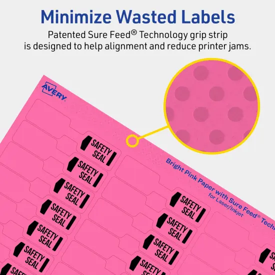 Avery Bright Pink Paper Labels, 0.5" x 2.5" Barbell {4}