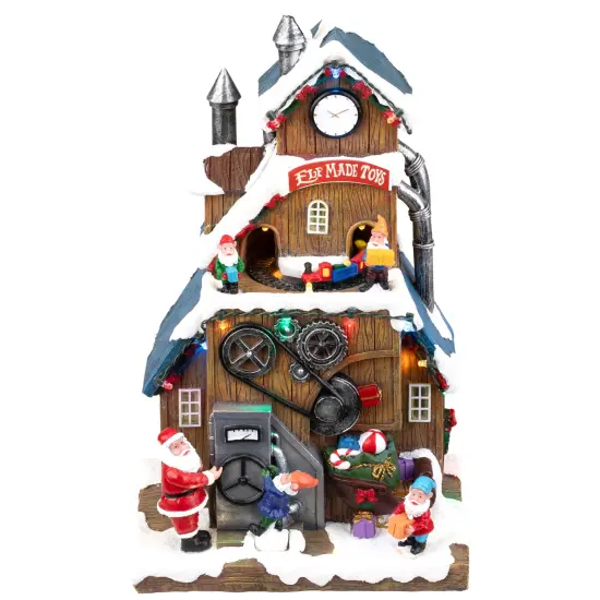 Northlight LED Lighted and Musical Christmas Village Elf Made Toys Shop - 11.5" Multi {3}