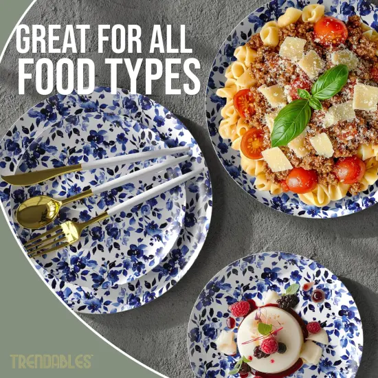 Earthtrends Heavy Duty Paper Plates for parties &ndash; Includes 8-Inch Paper Dessert Plates and 10-Inch Paper Dinner Plates &ndash; Disposable Floral Paper Plates for Parties, Weddings, Events, BBQs, Birthdays, Catering, Holidays &ndash; Elegant Tableware Set Bluebelle {4}