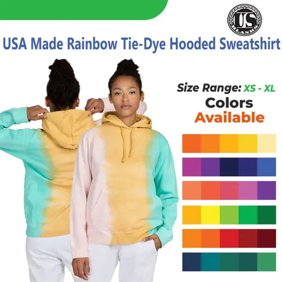 US Blanks&reg; Rainbow Tie-Dye Hooded Sweatshirt MULTICOLOR {2}