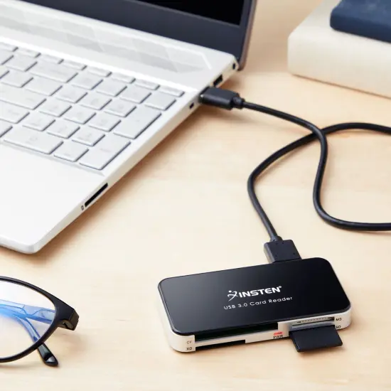 Insten Card Reader USB 3.0 with USB A Cable, 6 in 1 Compatible with SD, microSD, TF, MS, CF, XD, and M2 Cards, Black {2}