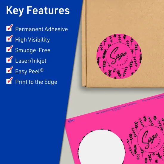 Avery Neon Magenta Paper Labels, 3.5" Diameter Round {2}