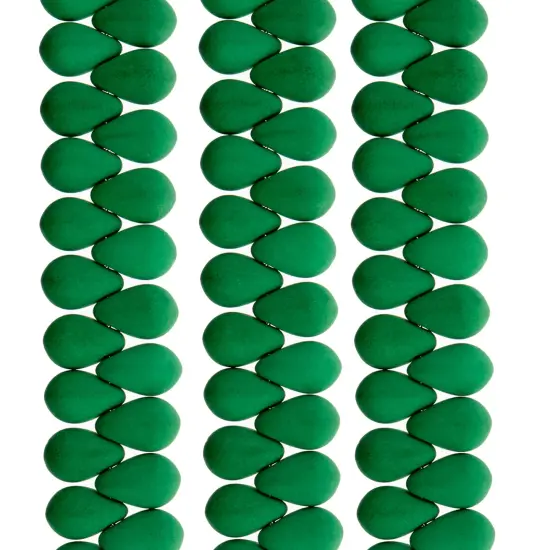 John Bead 114pcs 6x9mm Czech Glass White Alabaster Velvet Drop Bead Strands Irish Green {2}