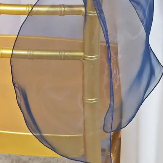 10 Pieces Navy Blue Organza Chair Sashes 8"x108" Sheer Wedding & Event Decor {4}