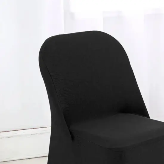 1 Piece Black Stretch Spandex Chair Cover for Classic Folding Seating {4}