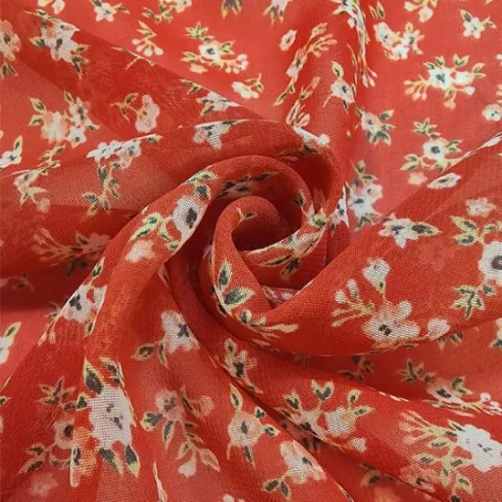 1 Yard Red Hi Multi Chiffon Sheer Lightweight Polyester Apparel Fabric, 58/60" Wide {1}