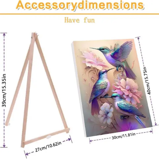 Paint by Numbers Kit for Adults Framed,Hummingbird Paint by Number for Adults Beginner,Adults' Paint-by-Number Kits on Canvas with Wooden Easel for Home Wall Decor 12X16 Inch {2}