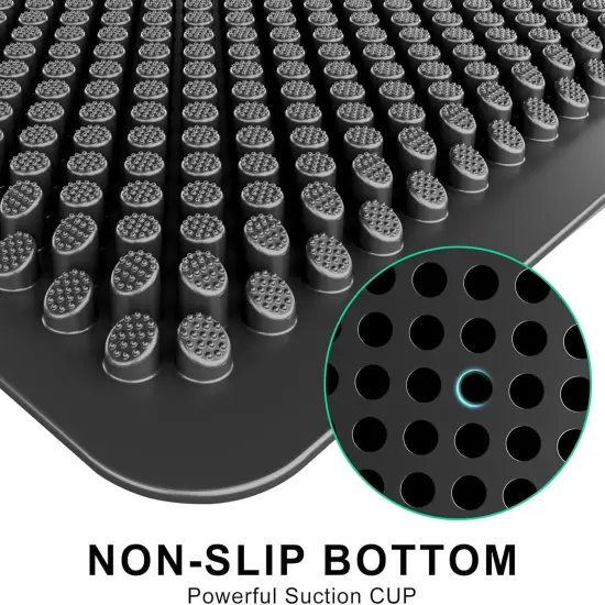 Outdoor Door Mat, 30'' x 17'' Silicone Scraper, Non-Slip Washable Weatherproof Entrance Mat, Low-Profile Shoe Cleaner for Indoor or Outdoor Use, Black {3}