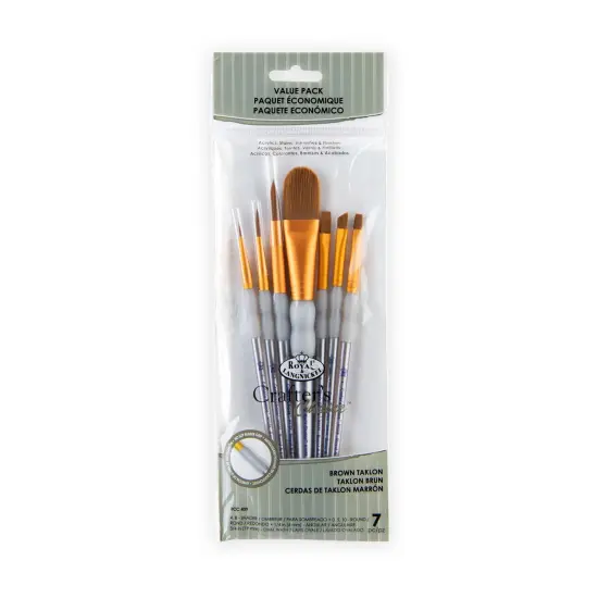 RCC 409 | Crafter's Choice&trade; 7pc Brown Taklon Variety Brush Set {1}