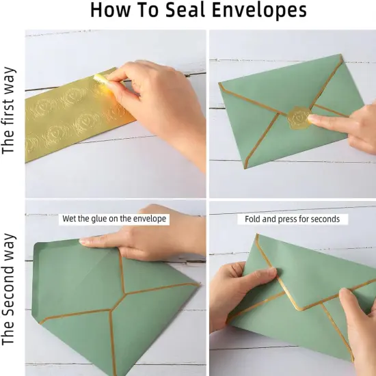 50 Pieces A7 Envelopes with Gold Border, 5.24 x 7.21 Inches Envelopes with Gold Stickers for Greeting Cards and Invitation (Sage Green, A7-5x7) {3}