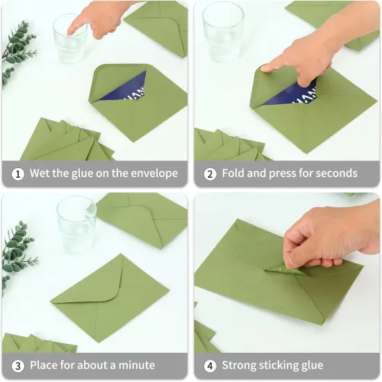 100 Pack 4x6 Envelopes, Contour Flap A4 Sage Green Envelopes for Invitation, ideal for Weddings, Baby shower, RSVP Card, Colorful Envelopes for Personalize Gift Cards, Birthday Party 4.5 x 6.4 Inches {3}