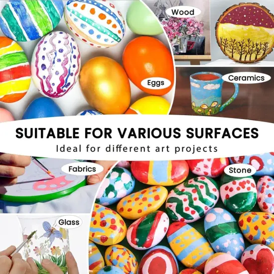 40 Pcs Acrylic Paint Set with 12 Brushes, 2 Knives & Palette - 24 Colors (2oz/60ml) for Adults, Kids, Artists & Beginners - Easter Basket Stuffers, Rock & Egg Painting Kit {5}