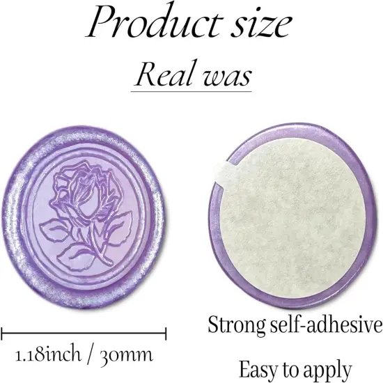25Pcs Wax Seal Stickers Handmade Envelope Seals Self Adhesive Wax Stickers for Wedding Party Invitations, Envelope, Gift Wrap, Christmas(Rose Style, Lilac Purple Wax) {2}