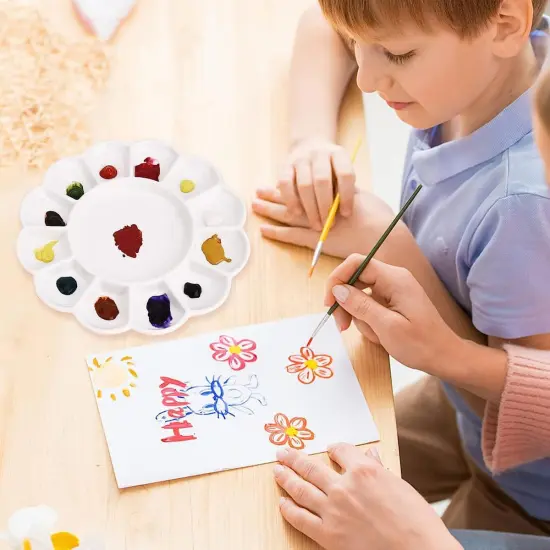 13-Well Ceramic Paint Palette Porcelain Paint Palette Tray Artist Watercolor Mixing Palette for Acrylic, Watercolor, Gouache Painting, Round {3}