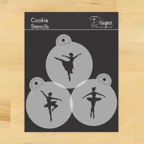 Ballerina Cookie Stencil Set | C889 by Designer Stencils | Cookie Decorating Tools | Baking Stencils for Royal Icing, Airbrush, Dusting Powder | Reusable Plastic Food Grade Stencil for Cookies | Easy to Use & Clean Cookie Stencil {1}