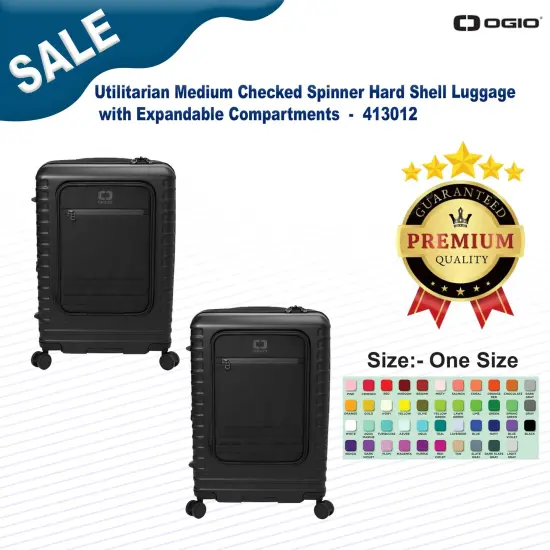 OGIO&reg; Utilitarian Medium Checked Spinner Hard Shell Luggage with Expandable Compartments Blacktop {1}