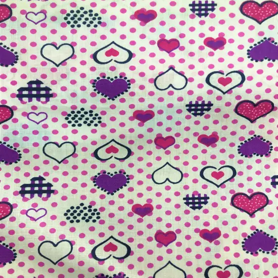 1 Yard Purple Hearts Poly Cotton Fabric 59/60 Inches Width {1}