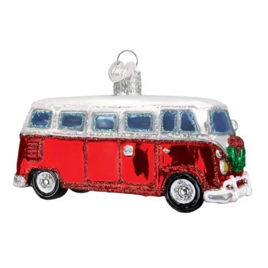 Old World Christmas 1.75 In Camper Van Christmas Tree Ornament , Ornament Christmas Car Travel Red {1}