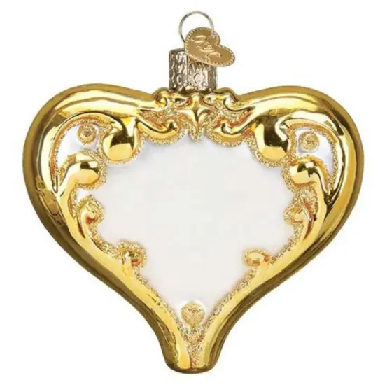 Old World Christmas 3.25 In 50Th Anniversary Heart Christmas Tree Ornament , Wedding Golden Multicolored {2}
