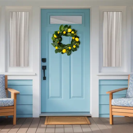 Northlight Lemon and Foliage Artificial Wreath, Yellow 22-Inch {4}