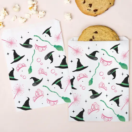Big Dot of Happiness Witch Paper Treat Bags, Birthday or Halloween Individual Candy Snack Favors, Greaseproof White Sandwich Cookie Bags - 25 Count {1}