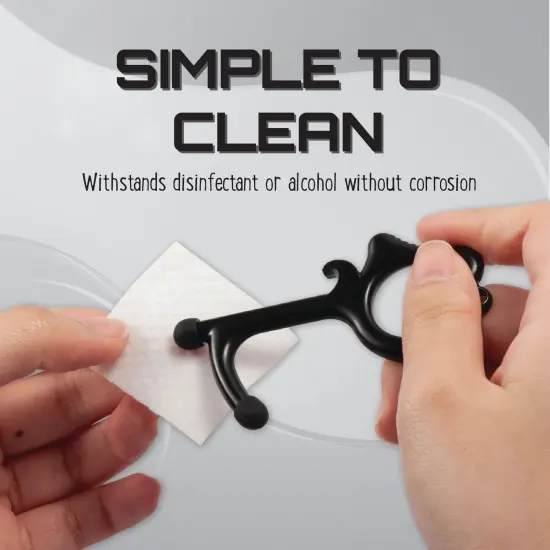 No Contact Touch Door Opener Tool with Stylus Ends & Retractable Keychain, Black {6}