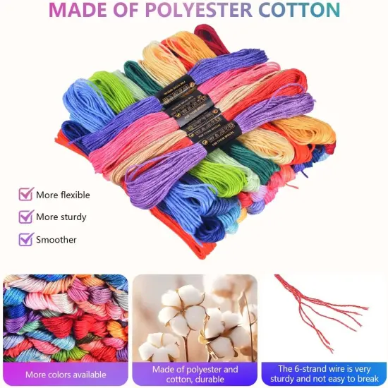 315 Inches - 100 Skeins Rainbow Color Embroidery Floss Cross Stitch Threads {3}