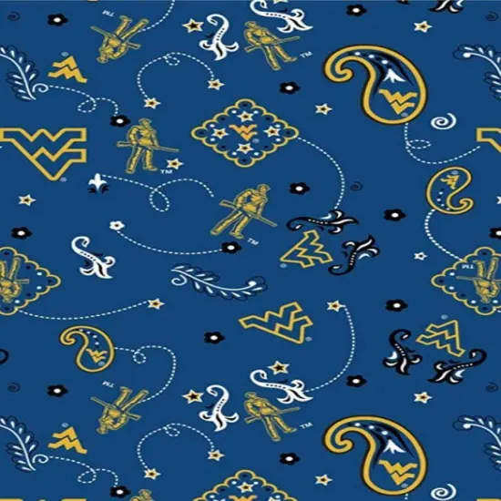 Licensed NCAA West Virginia Bandanna Cotton WV-027 Cotton Fabric by the Yard {1}