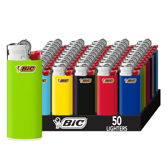 BIC Mini Lighter, Classic Collection, Assorted Black, White, Red, Orange, Green, Yellow, Light Blue and Dark Blue Unique Lighter Colors, 50 Count Tray of Lighters {2}