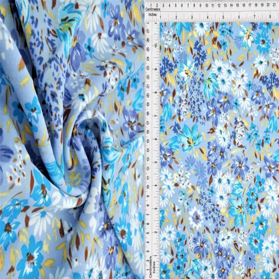 1 Yard Blue CEY Ditsy Floral Print Woven Fabric Lightweight Soft 58/59 Inches Wide BLUE {1}