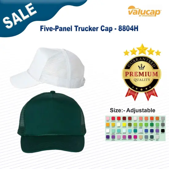 Valucap&reg; Five Panel Trucker Cap White {3}