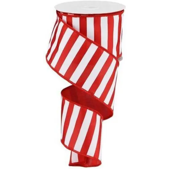 2.5" Medium Horizontal Stripe Ribbon: Red & White (10 Yards) {1}