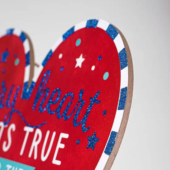 12" Wooden Sign: Heart Beats True {2}