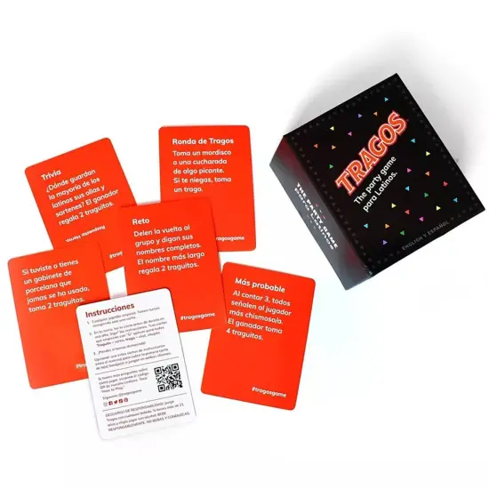 Tragos: Bilingual - English Y Espanol - The Party Game For Latinos, Relatable Hilarious Cultural Spanglish Adult Card Game, Fun Prompts & Dares {5}