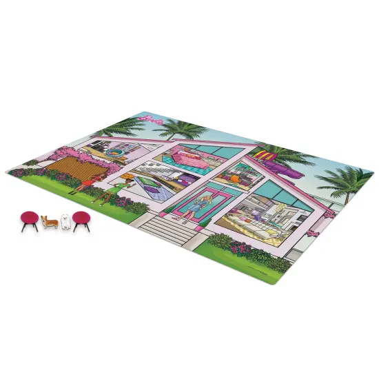 Imaginmat: Jumbo - Barbie Dream House - Floor Playmat & 2 Dog Friends, 47 x 61", 2 Animal Figures, Durable EVA Foam Mat, Portable, Licensed, Kids 3+ {3}
