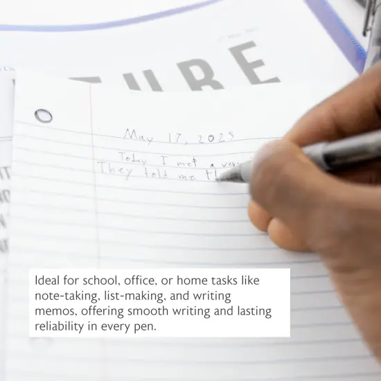 BAZIC Reva Black Color Retractable Pen w/ Cushion Grip (8/Pack) {3}