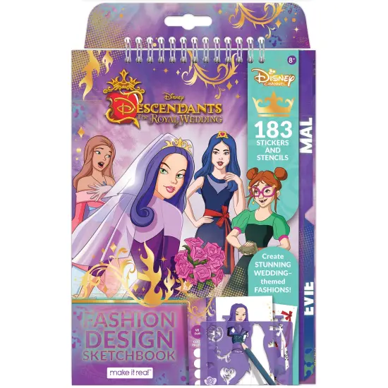 Disney Descendants Royal Wedding: Fashion Design Sketchbook - Make It Real, Includes 183 Stickers & Stencils, Draw Sketch Color & Create, Create Stunning Wedding Themed Fashions {1}