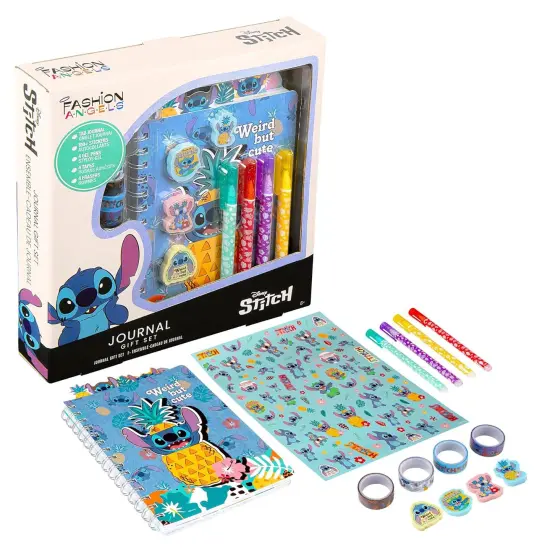 Fashion Angels: Disney Stitch - Journal Gift Set - Stationary Kit, 80 Page Book, 4 Gel Pens, 100+ Stitch Stickers, 4 Erasers, 4 Rolls Of Tape, Kids 6+ {1}
