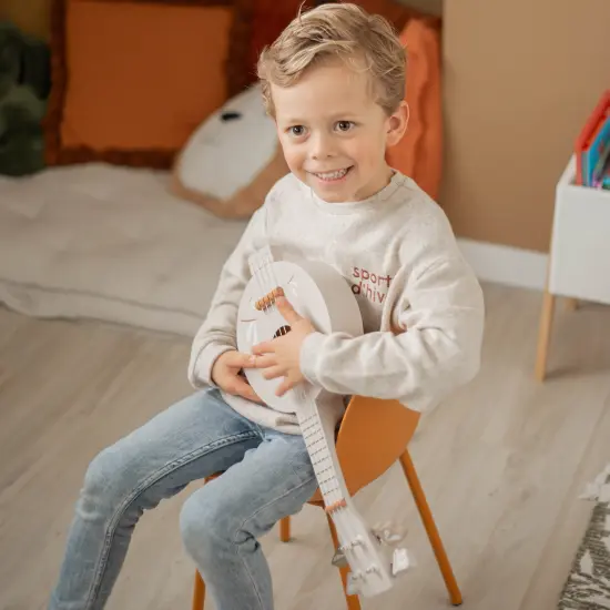 Label Label: Wooden Banjo - Tan - Musical Instrument Toy, 4 High-Quality Strings, Tuning Pegs, Classic Banjo Sound, Dragonfly Design, Kids Ages 3+ {3}