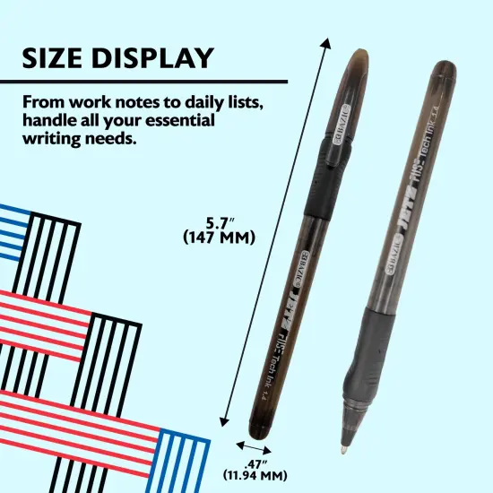 BAZIC Jetz 1.4 mm Tip Black FUSE Tech Ink Pen w/ Cushion Grip (5/Pack) {2}