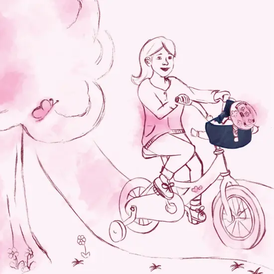 Gotz Bike Seat Blue Clouds - for Dolls up to 20" - Attaches to Handlebars of Any Size Bike (No Hardware Needed) {4}