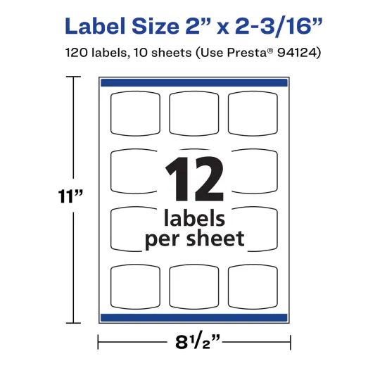 Avery Durable Waterproof Arched Square Labels with Sure Feed, 2" x 2-3/16" {5}