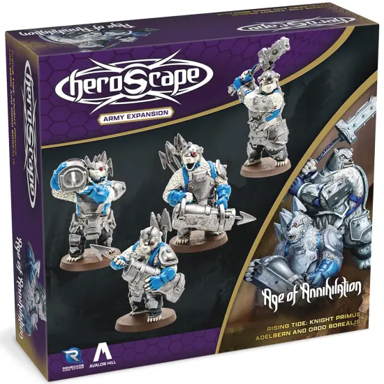 Renegade Games: Heroscape: Rising Tide &ndash; Knight Primus Adelbern & Ordo Borealis Army Expansion - 2 Fully Assembled Unpainted Miniatures & 2 Army Cards {1}