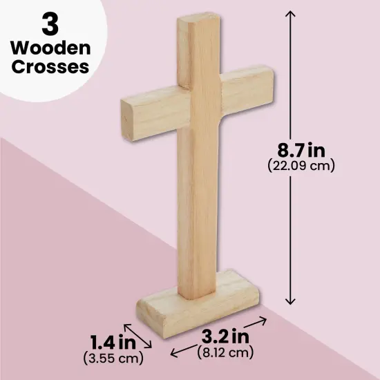 Wood Crosses for Crafts, Wooden Cross (8.7 in, 3-Pack) Brown {4}