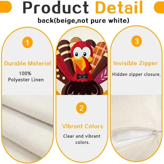 Thanksgiving Turkey Throw Pillow Covers 12x20 Inch for Outside {3}