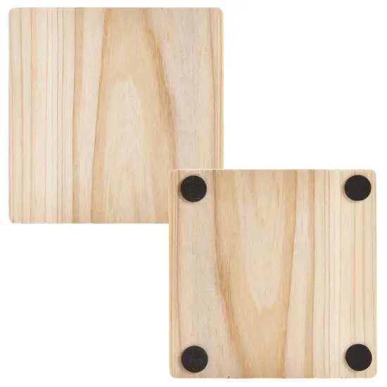 12 Pack Unfinished Wooden Coasters , Blank Wood Crafts Squares for DIY with Non-Slip Foam Dots (3.8 in) {7}